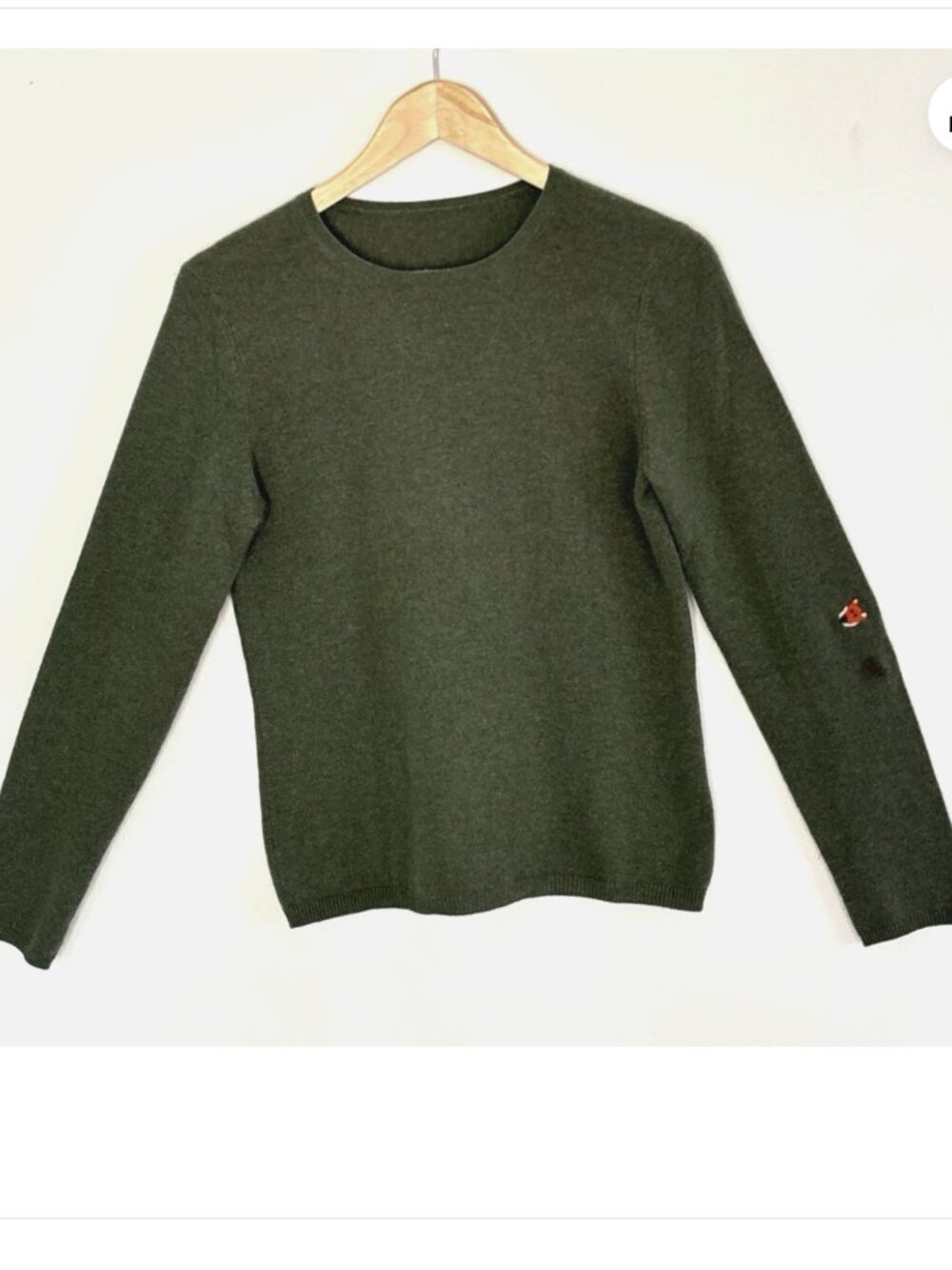 Women's Green Fox Crewneck Sweater Size Small *Soft Minimalist *A77